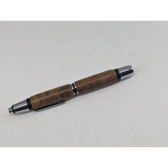 Hand Turned Pen Light‎ - Chrome Finish Teal Marble Acrylic Body