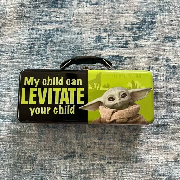 New! Star Wars My Child Can Levitate Your Child Baby Yoda Tin Pencil Box