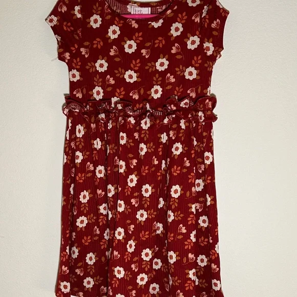 Floral Red Kids Dress