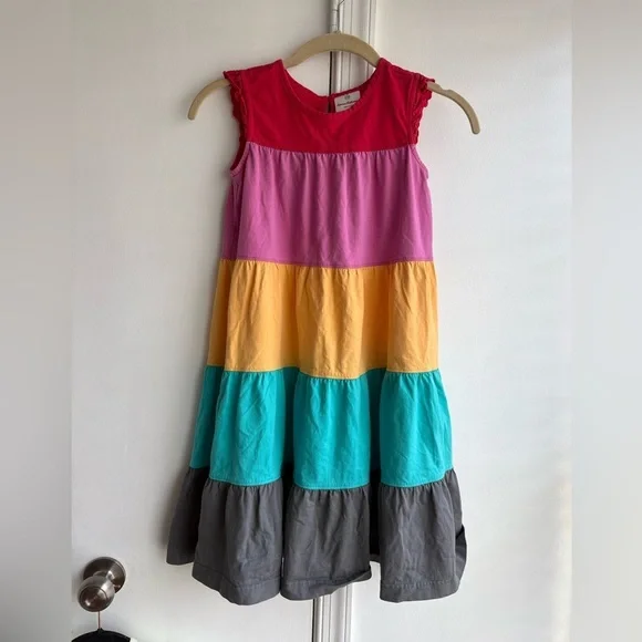 Hanna Andersson sleeveless color block tiered twirl dress