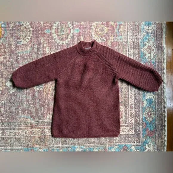 Girls Zara 3 Years Wool Blend Sweater Tunic Dress maroon