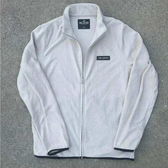NWOT Hollister Men's Polar Fleece Full-Zip Mock Neck Sweatshirt (Cream /…
