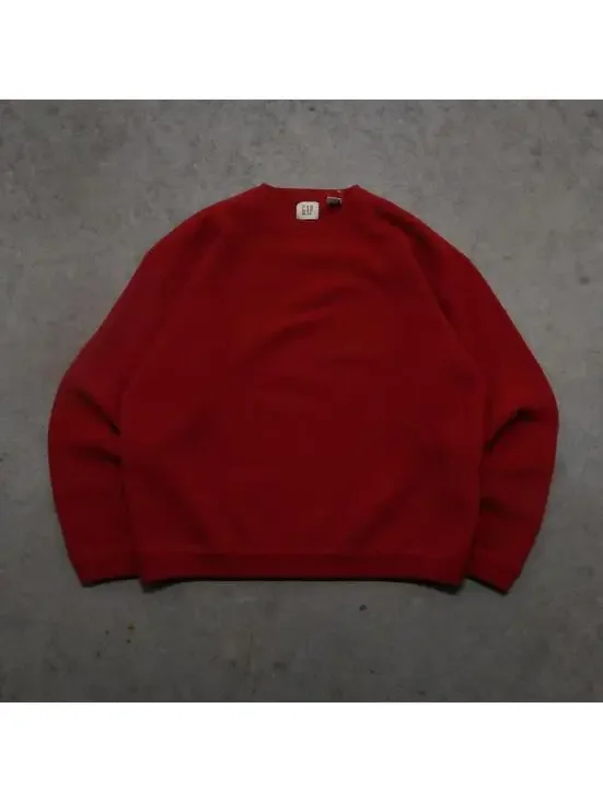 Vintage 90s Gap Lambswool Sweater Mens XL Red Crewneck Knit Made Hong Kong Prepp