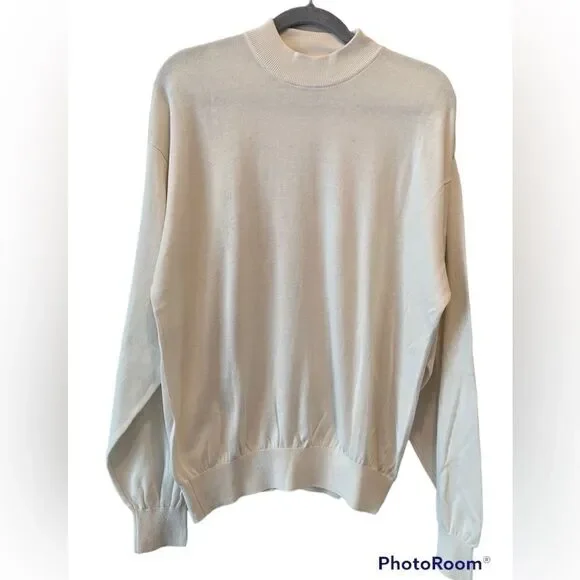 Vintage Baracuta Sweater Pullover Silk and Cotton Mens X-Large Off White