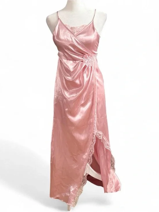 SHEIN Girls Pink Satin Lace Trim Dress Size 10 Years – Excellent Condition