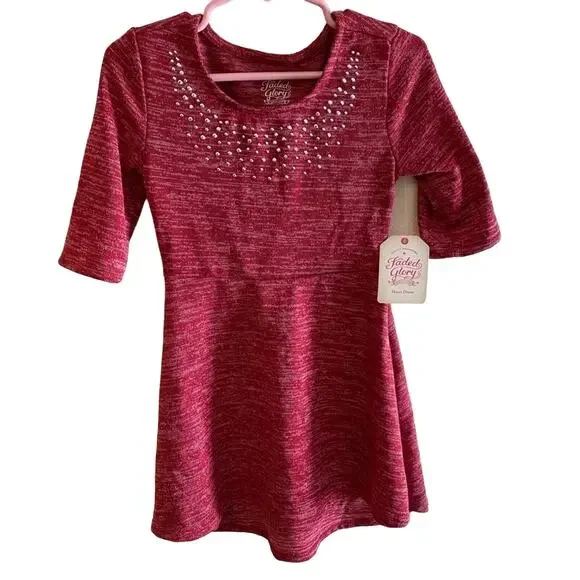 New Faded Glory Half Sleeve Fit & Flare Sweater Dresses Set Of 2 Size XS (4-5)‎