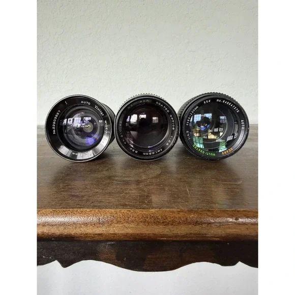 Vintage Lens Lot (3pc): Vivitar 28mm f2.5, Samigon 135mm f2.8, Sears 80-200mm f4