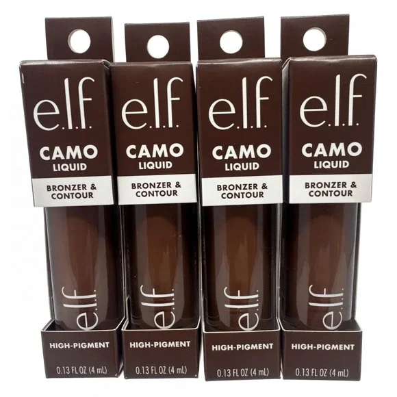 4 Pk Elf Camo Liquid Bronzer & Contour 7 Tan / Deep High Pigment Lot .13oz E.l.f