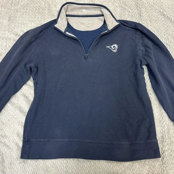 Los Angeles Rams Sweater Mens Large‎ Gray Vineyard Vines 1/4 Zip Pullover Pima