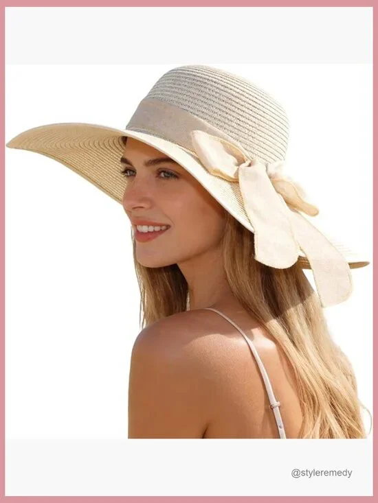 Wide Brim Sun Hat Foldable Packable Paper Straw