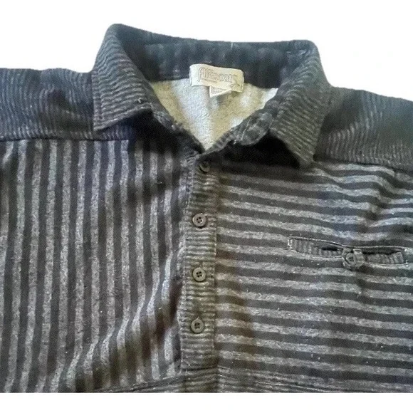 Vtg 90s Alexxus Men's XL Knit Sweater Gray Striped Long Sleeve 1/4 Button Up‎
