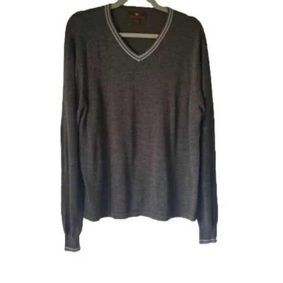 Men's Toscano V neck Long Sleeve Shirt Cuffs Ribbing Hem Large‎