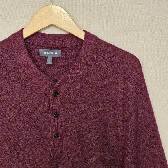 Bonobos Extra Fine Merino Wool Henley Sweater Slim Fit L