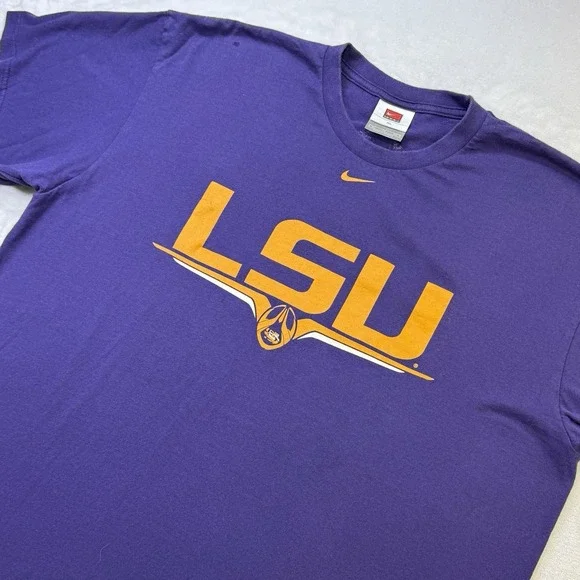 VTG‎ Y2K Nike Team LSU Tigers T Shirt Purple XL Swoosh NCAA