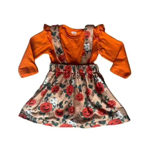 6-12 month fall pumpkin jumper and orange long sleeve bodysuit.