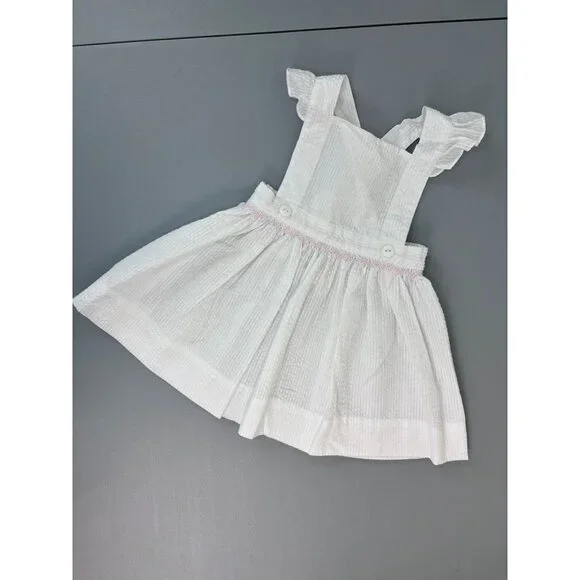 PA classics baby girl 9 months white‎ seersucker overall sleeveless sundress