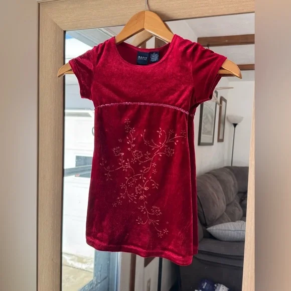 Basic Editions Y2K Red Velvet Valentines Dress 4-5T