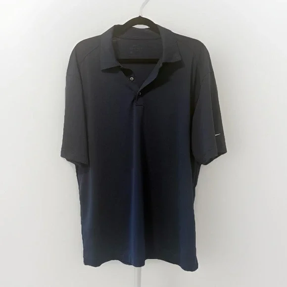 Nike Golf Dri-Fit Mens Size‎ Large Navy Polo Shirt Collared Embroidered Hunter