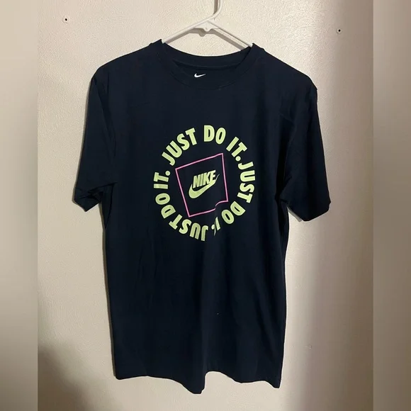 NIKE Classic Athletic Athleisure Just Do It Casual T Shirt Navy Blue Men's Sz Sm