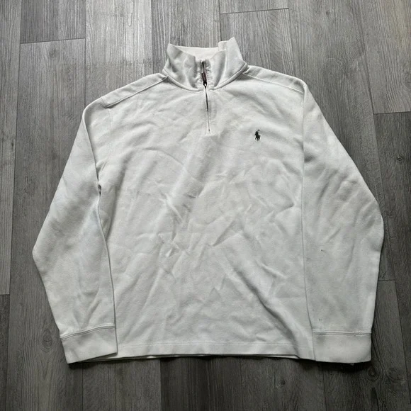 Polo Ralph Lauren White Quarter Zip Pullover Sweatshirt Men's XL