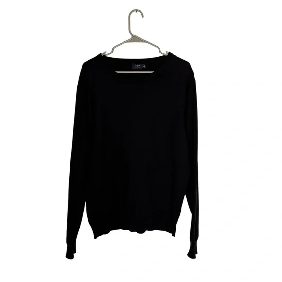 J Crew Fact Large Black Harbor Cotton Cotton/Nylon/Merino Wool Crew Neck Sweater