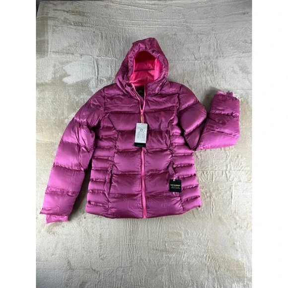 Champion Girls‎ Puffer Jacket Magenta Pink Faux Fur Lined Hooded XL 14-16 NEW