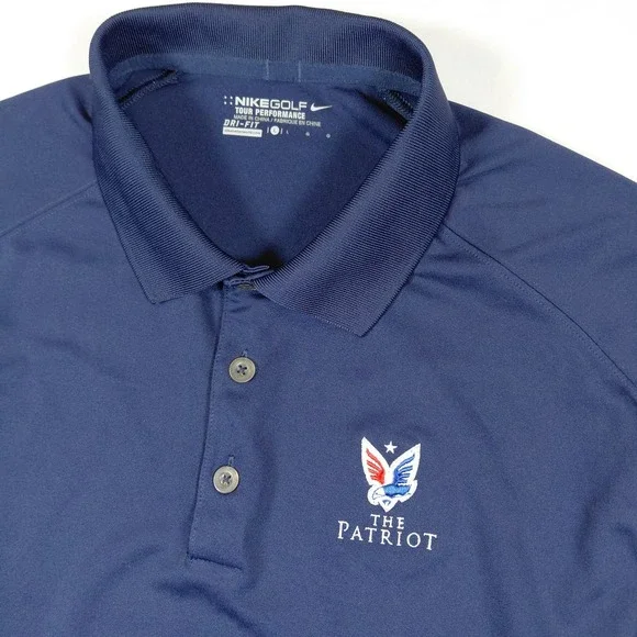Nike Golf‎ Tour Performance Dri-Fit Polo Shirt Navy Blue The Patriot Mens Large