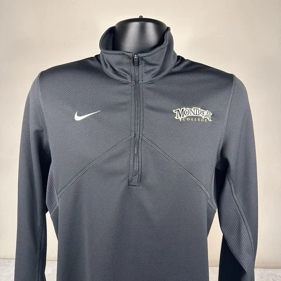 Montreat College Nike Dri Fit 1/4 Zip Pullover Mens Small Gray Side Pocket EUC