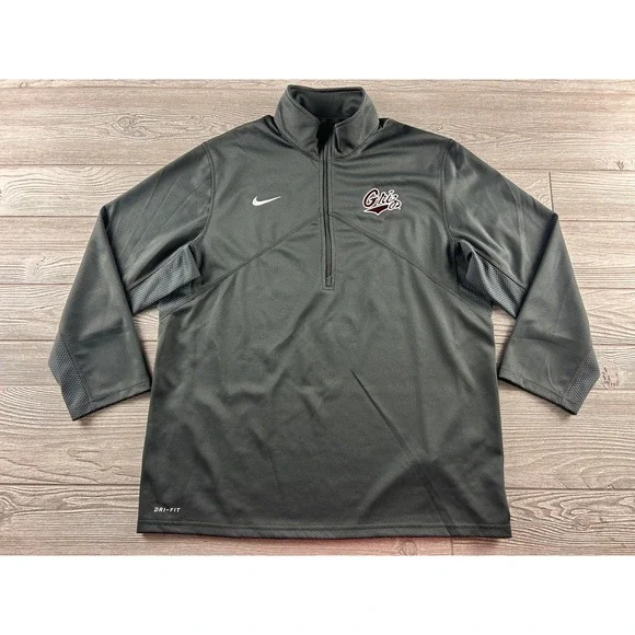 Nike Dri-FIT Mens XL Gray Montana Griz Quarter Zip Pullover Training Top 577