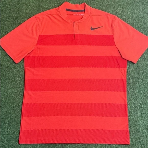 Tiger Woods by Nike Mock Neck Dri-Fit Polo (Orange & Burnt Orange / Size Medium)