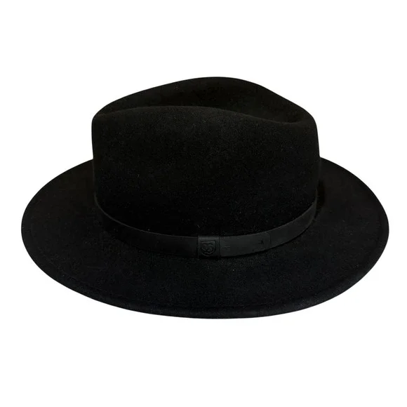 Brixton Messer Black Packable Wool Fedora Hat XS Classic Pinched Crown Travel