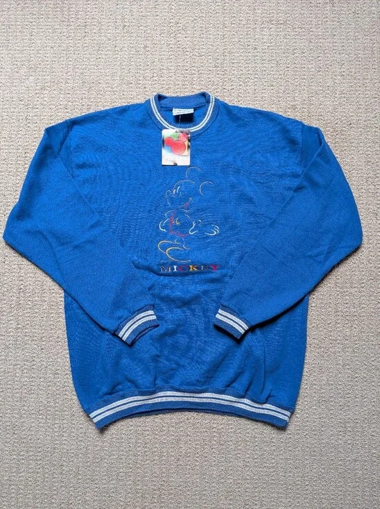 Vintage 90s XL Mickey Unlimited Genus Sweatshirt Blue Embroidered NWT