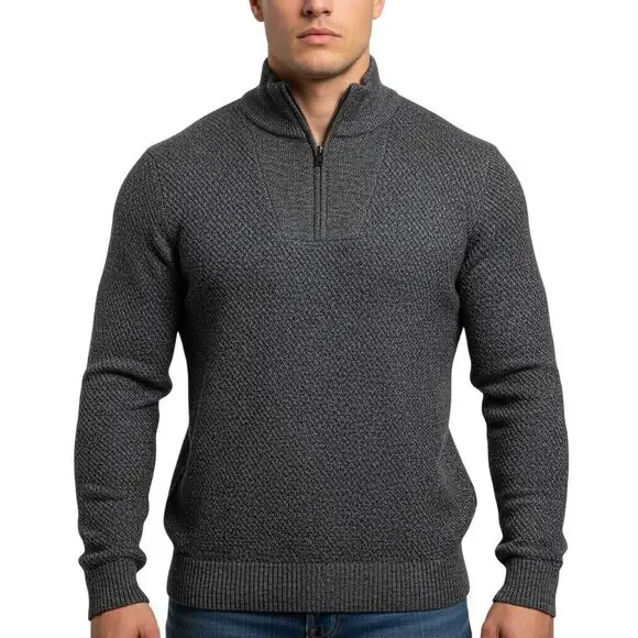Alesbury 1/4 Zip Pullover Sweater Charcoal Gray Knit Long Sleeve NWT Mens Medium