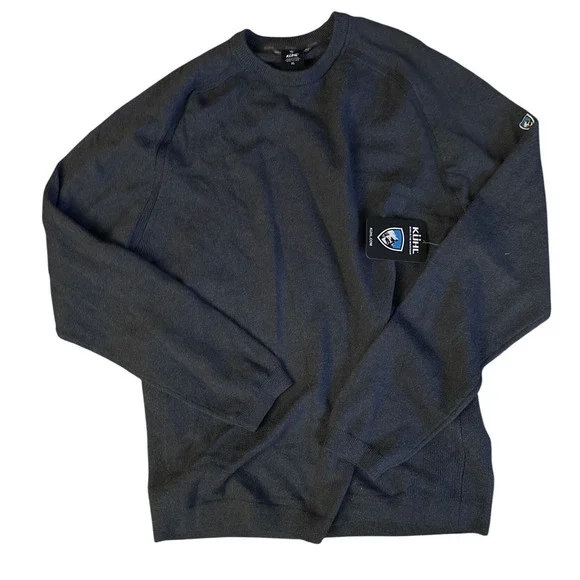 Kuhl Revel Crew Neck Sweater Mens XL Charcoal Gray Merino Wool Blend NWT