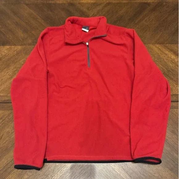 Nike Therma-FIT Mens Large Red Quarter Zip Fleece Pullover Jacket L