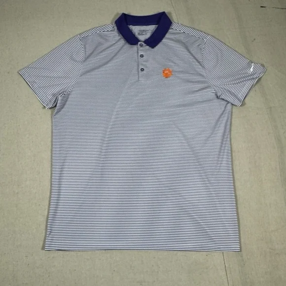 Nike Dri-FIT Clemson Tigers Mens XL‎ Golf Polo Purple Stripes Performance