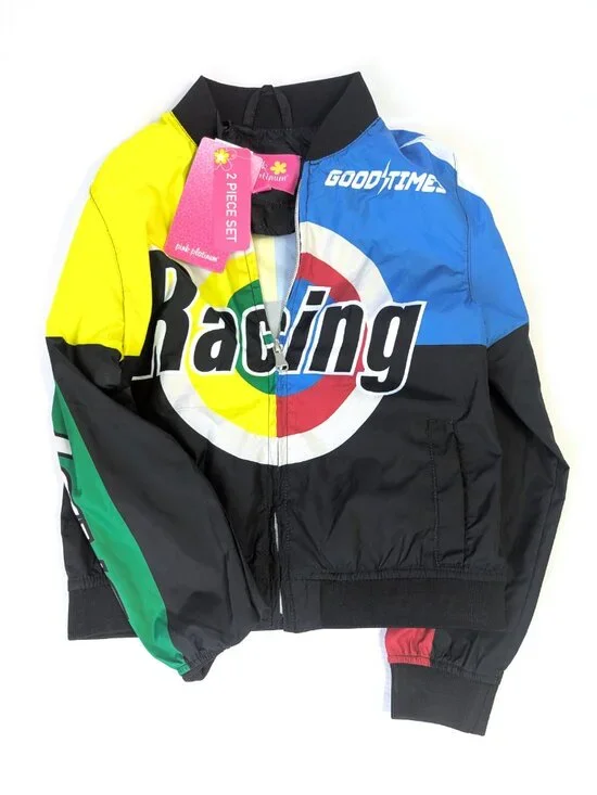 NWT Pink Platinum Racing Top - Girl's 7/8 - Windbreaker Zipper Jacket