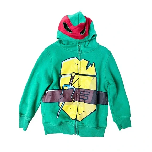 Nickelodeon Teenage Mutant Ninja Turtles Raphael Green Zip Hoodie Costume Kids 4