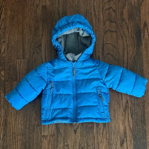 Rothschild Boys Infant Winter Insulated Puffer Blue Hooded Coat/Jacket‎ Sz 6-9m