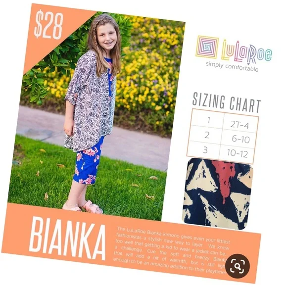NWT LulaRoe Kids size 3 (10-12) kimono‎