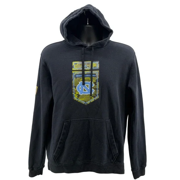 Nike Hoodie Mens M Black UNC Tar Heels Jordan Camo Graphic Pullover Sweatshirt