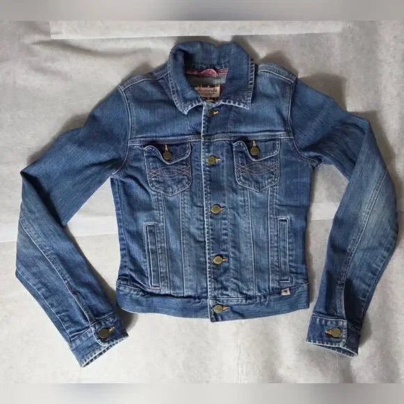 Vtg Y2K Abercrombie Kids Distressed Trucker Style Jean Jacket Size XL