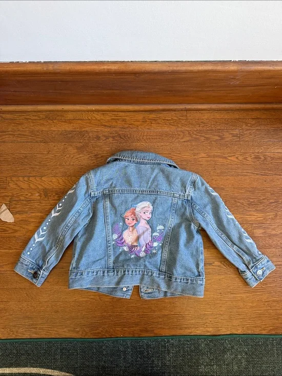 Disney  Denim Jacket with Anna & Elsa Back Graphic
