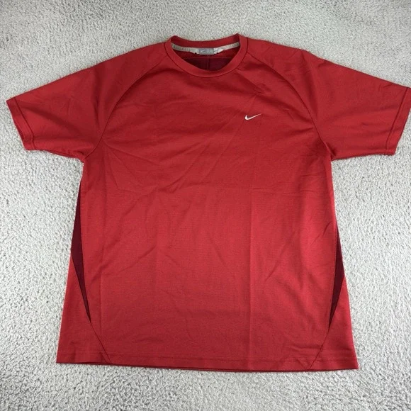 Vintage Nike Men's T Shirt Medium Waffle Embroidery‎ Red Tag Y2K