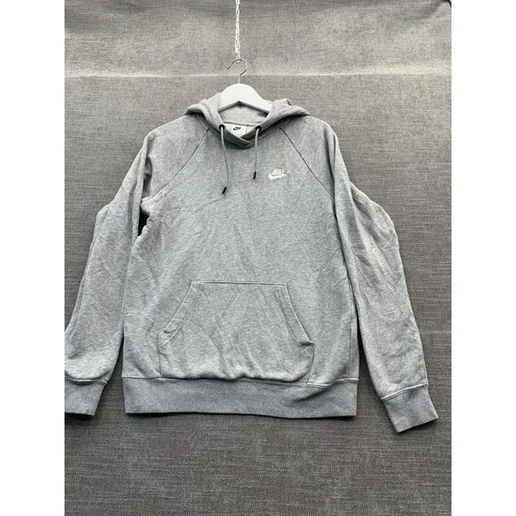 Nike Sportswear Club Hoodie Mens Small Heather Gray Fleece Lined‎ Raglan Sleeve