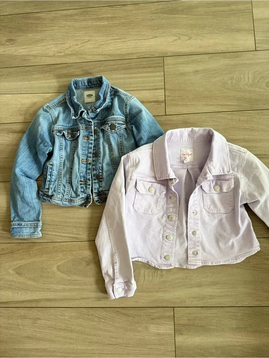 Girls Light Wash Denim Jacket & Lilac Denim Jacket Duo