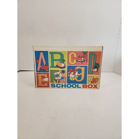 Vintage Cardboard School Pencil Box 70's Lebanon Paper Co. 75N U.S.A ABC's
