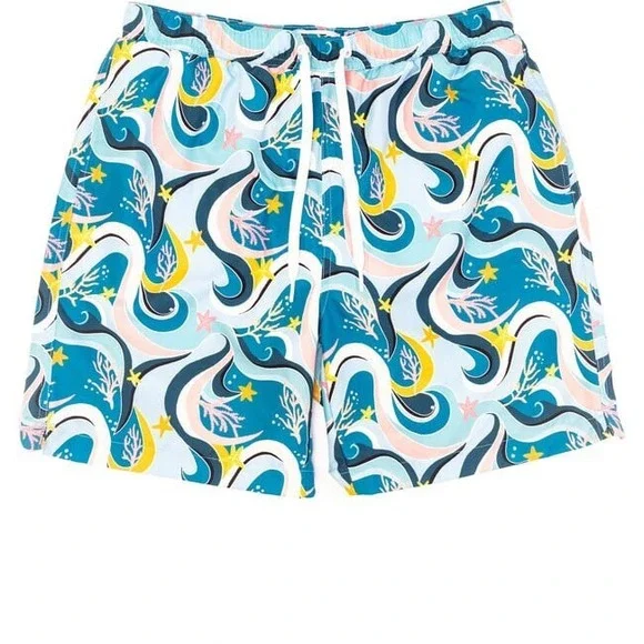 Mott50 Hudson Men's Boardshort,‎ Ocean Candy Wave Pacific Blue w/ Pockets/Liner