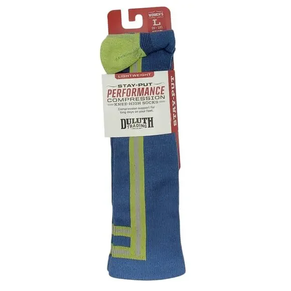 Duluth Trading Knee High Socks Women's Sz L 9-12 Compression Performance Blue