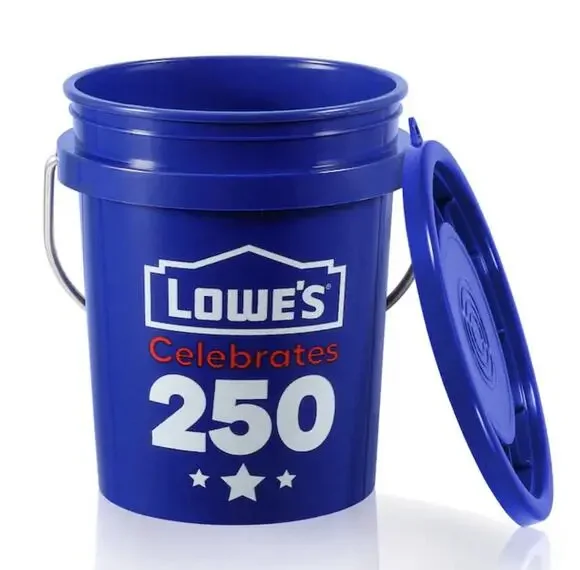 Lowes Celebrates 250 USA Mini Blue Bucket w/ Lid Stackable Americana Food Grade